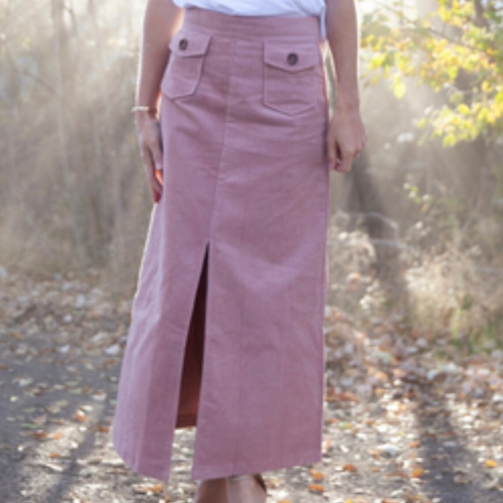 Blush corduroy skirt